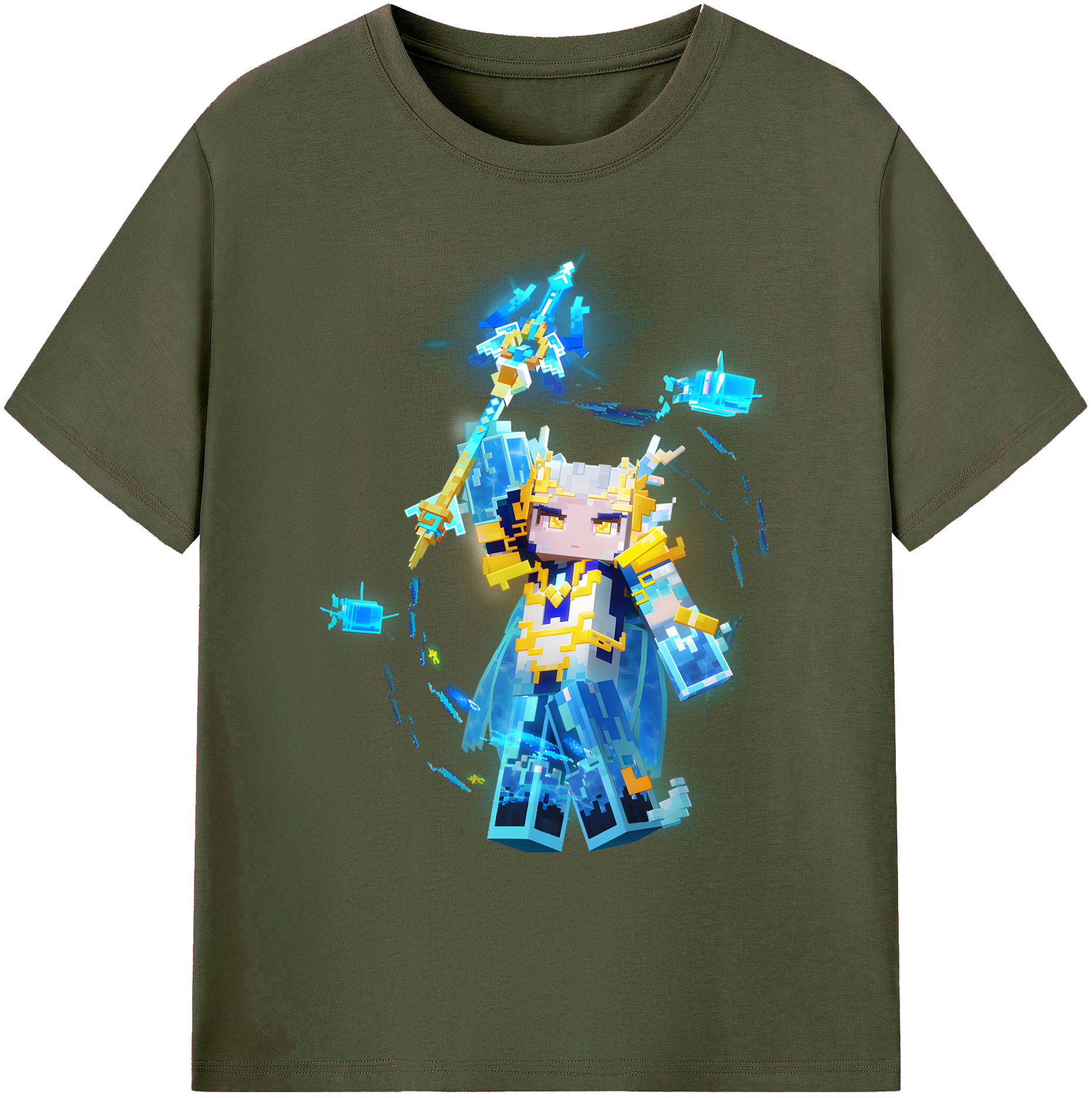 （画像用） マインクラフト ブロックの世界 Minecraft MC Block world 綿100％ メンズ半袖Tシャツ｜肌触りやわらか＆通気性